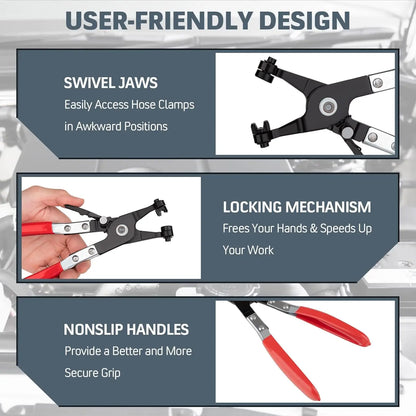 Flexible Hose Clamp Pliers - Long Cable-Type Tool for Auto Hose Removal, Repair & Maintenance
