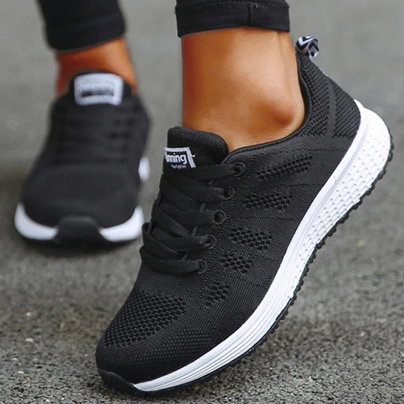 Women's Lightweight Lace-Up Flats – Fashionable Round Toe Nurse Sneakers, Comfortable Walking Shoes, Plus Size Available