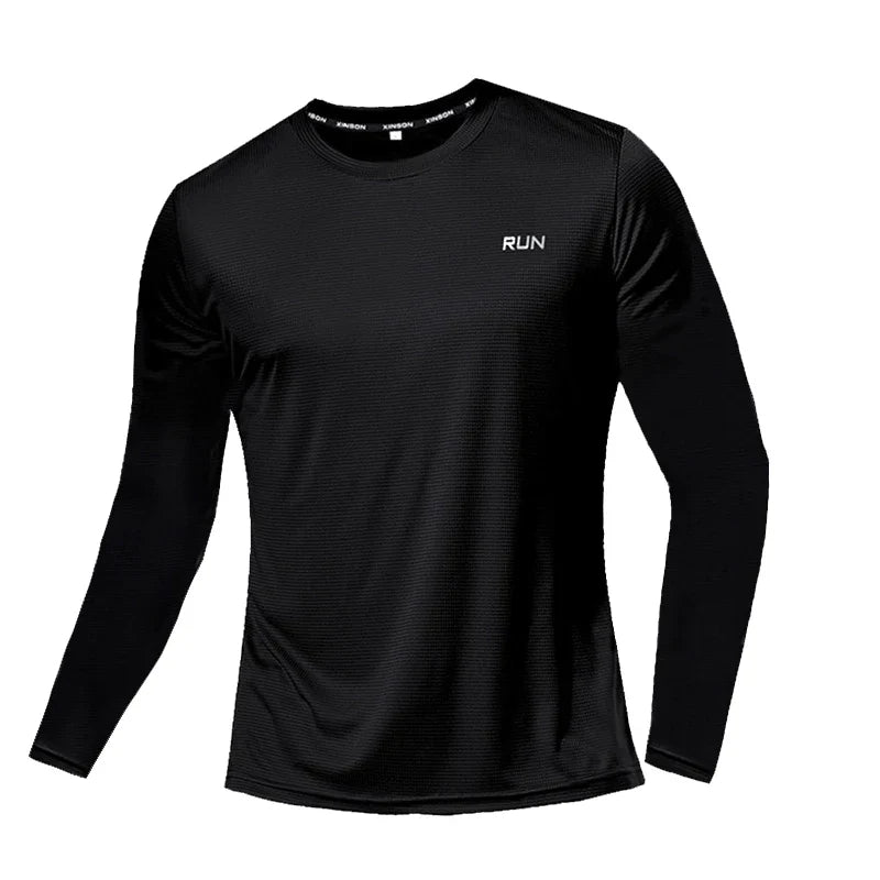 Men's Summer Ice Silk Long Sleeve T-Shirt – Quick Dry, Breathable Sun Protection for Outdoor Running