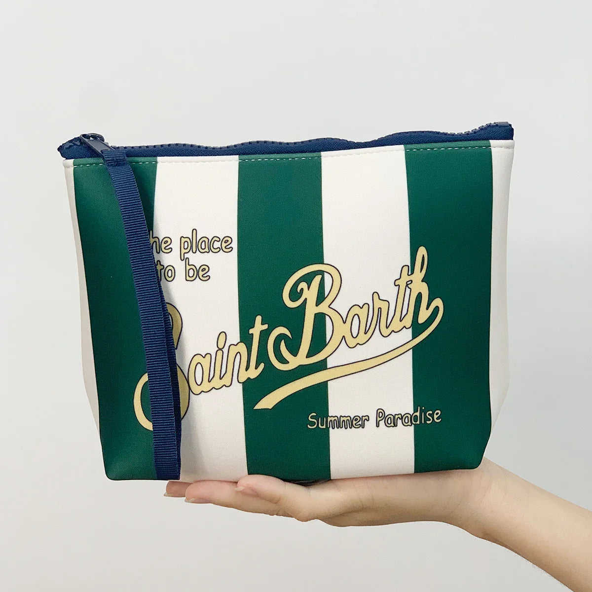 S-SAINT BARTH Pink Neoprene Clutch Bag – Trendy Vertical Zip Pouch Makeup & Toiletry Purse for Women