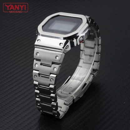 V4.0 Stainless Steel Watch Band & Bezel Kit - Metal Case Strap Replacement for Casio G-Shock DW5600 GW-B5600 DW-5030 Series