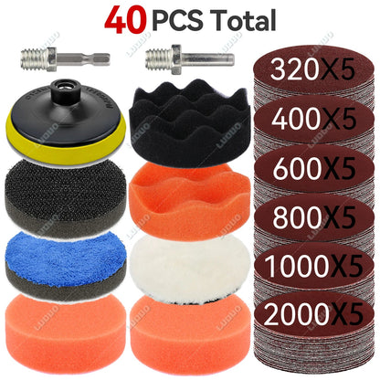 3–7 Inch Sandpaper & Polishing Sponge Set 100–5000 Grit – Car Headlight Restoration Buffing Discs for Waxing, Sanding & Polishing