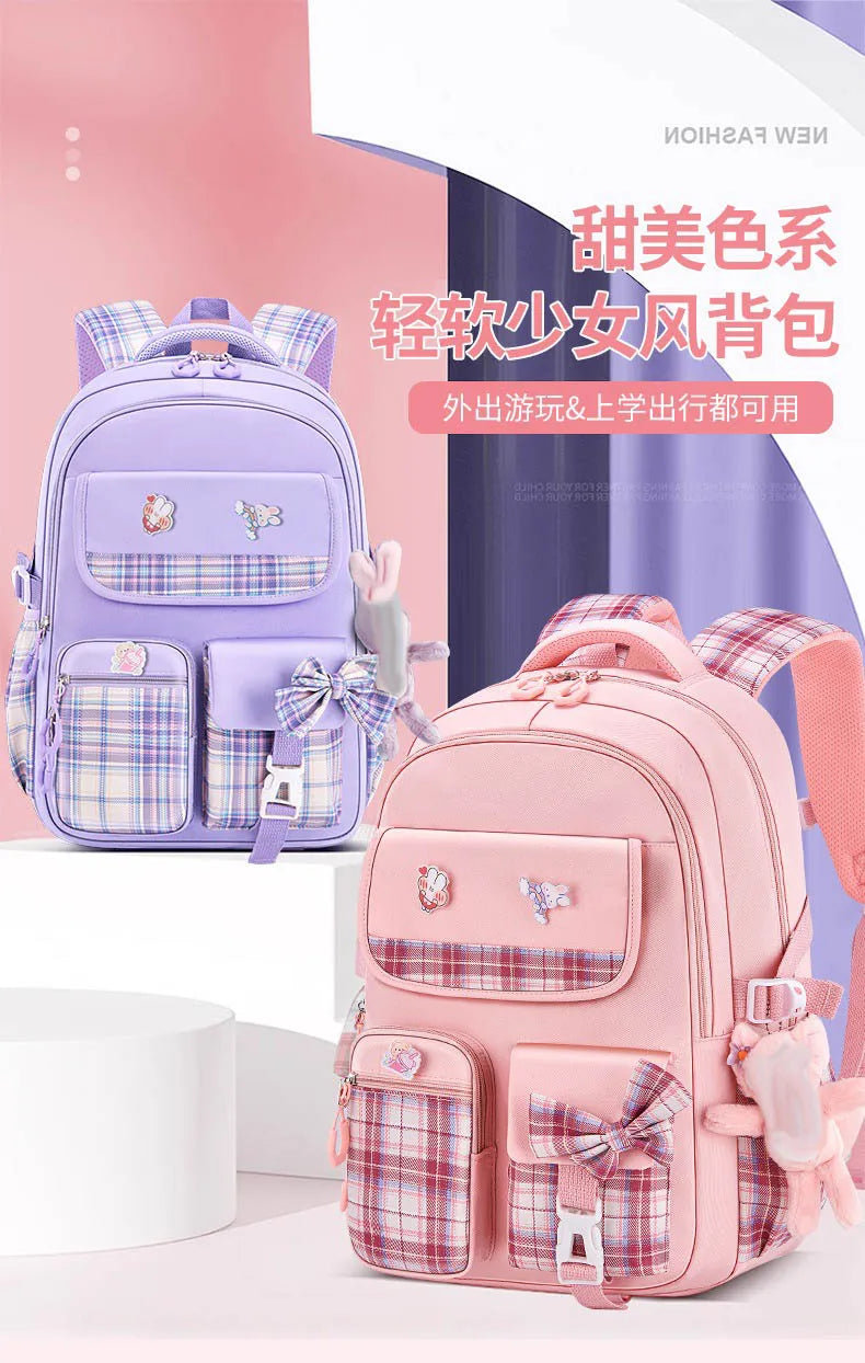 Ergonomic Spine-Protecting School Backpack | Large Capacity, Lightweight Waterproof Bag for Elementary Girls