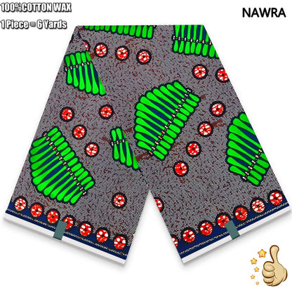 100% Cotton African Real Wax Fabric - Ankara Batik Pagne Sewing Material for Women's Dresses