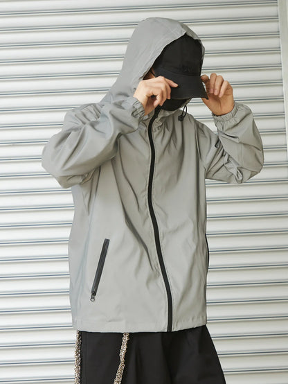 Night Reflective Hooded Jacket for Men - Spring Windproof Outdoor Running Casual Streetwear Coat S-5XL