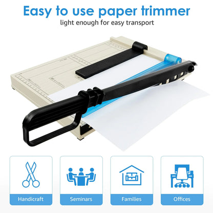 Guillotine Paper Cutter — Accurate DIY Paper Slicer with Safety Guard & Blade Lock, 12-Sheet Capacity