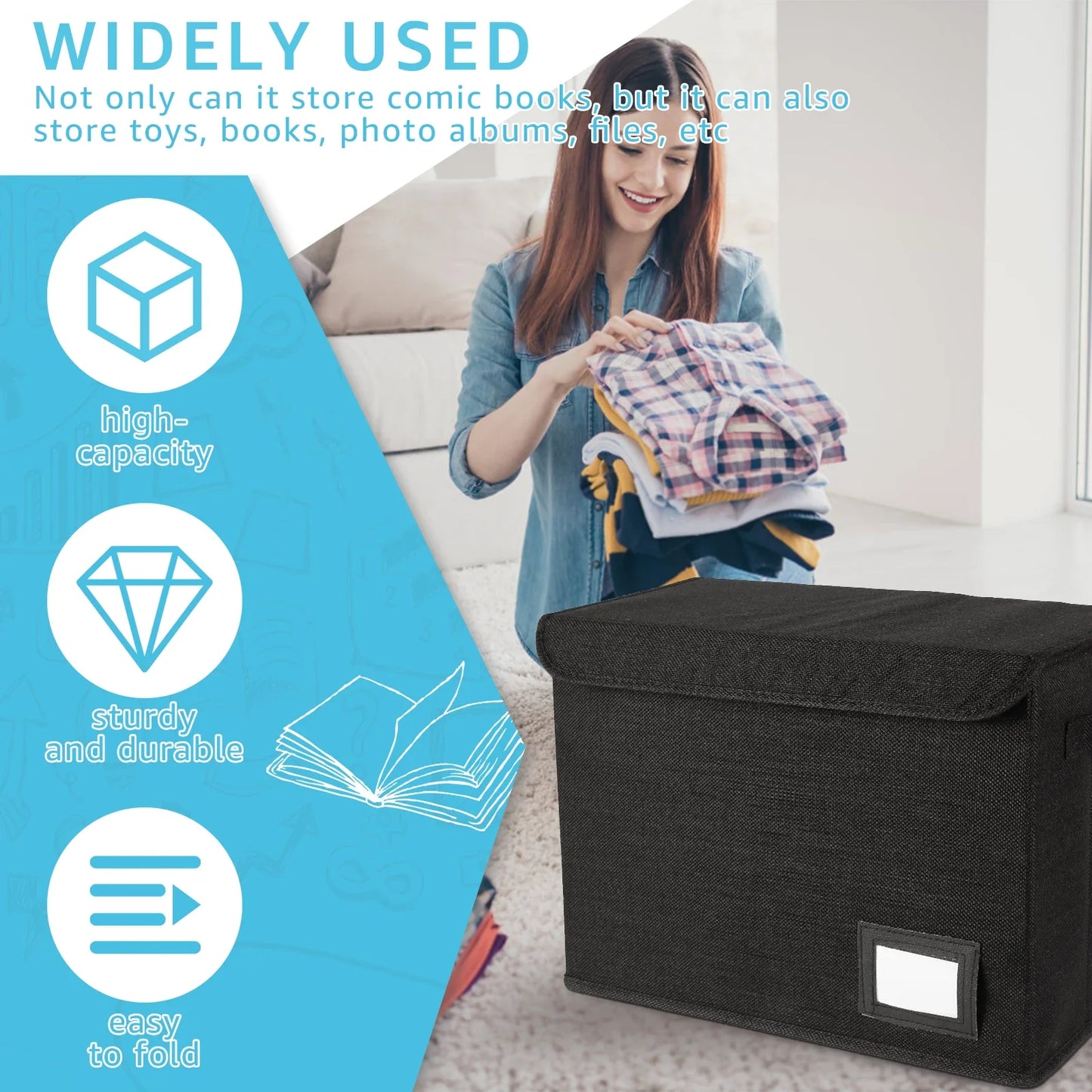 Comic Book Storage Bag with Handle – Washable Foldable Multipurpose Organizer for Home & Office