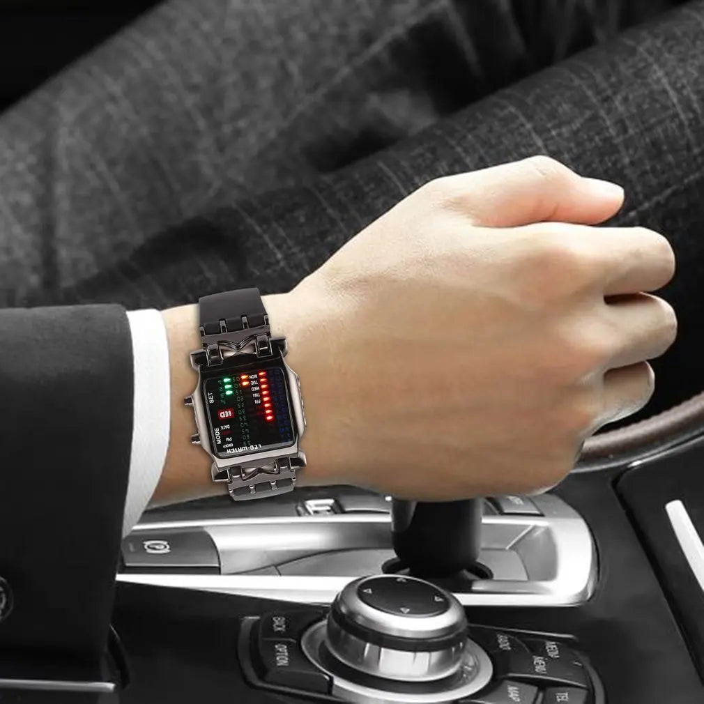 Men’s LED Crab-Style Watch — Creative Luminous Binary Electronic Waterproof Multi-Function Wristwatch