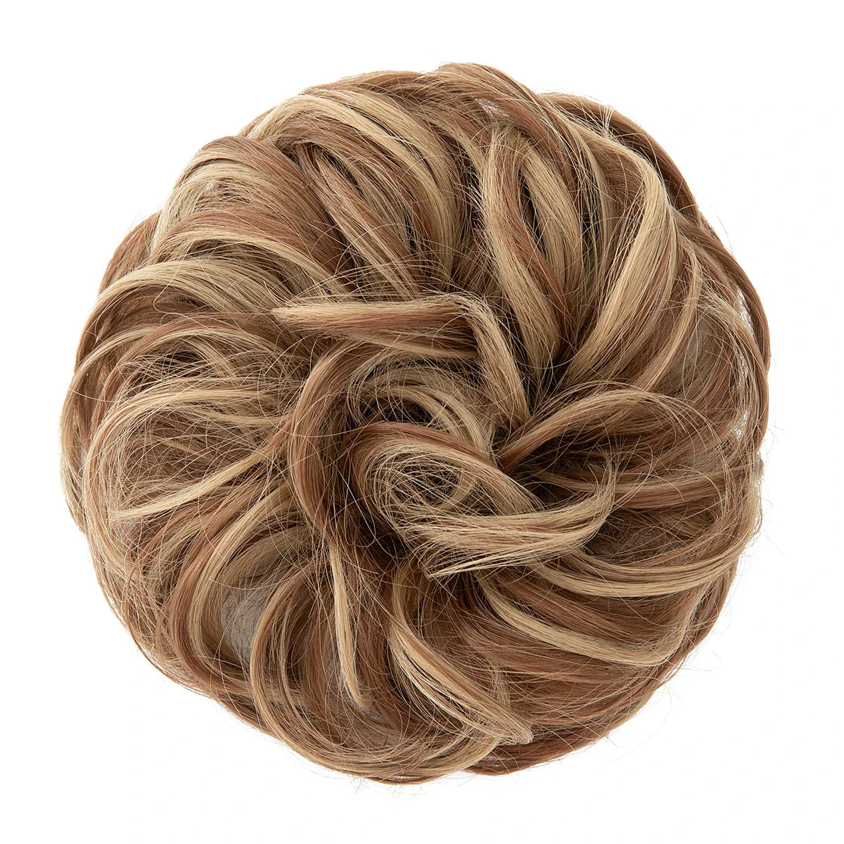 Synthetic Messy Hairpiece Chignon Scrunchie – Blonde & Brown Donut Bun for Women, Elastic Daily Use Hair Extension H9