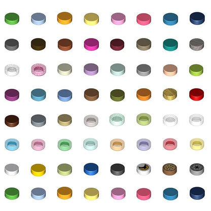 1000Pcs 1x1 Round Building Blocks Set - 52 Color DIY Creative Educational Bricks Compatible with 98138 Toy Kits for Kids