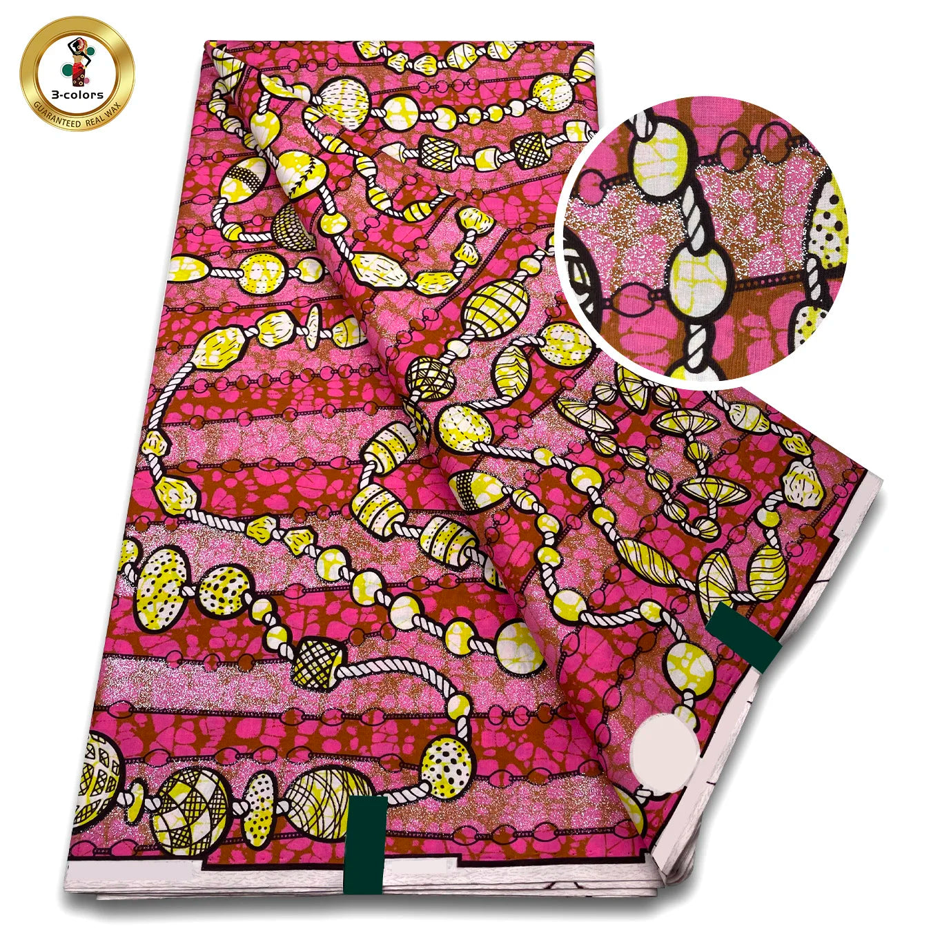 Premium Gold Print Pagne Fabric - 100% Cotton African Real Wax Ankara Grand SUP Nigerian Fabric