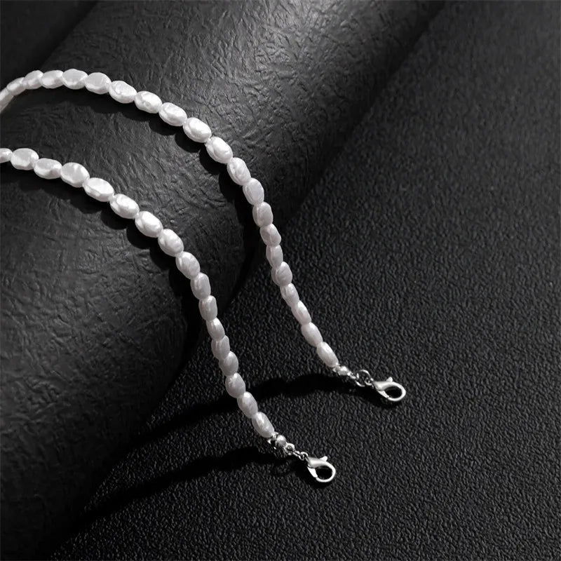 Imitation Pearl Choker Necklace - Vintage Elegant Beaded Fashion Jewelry for Women Wedding Party Style