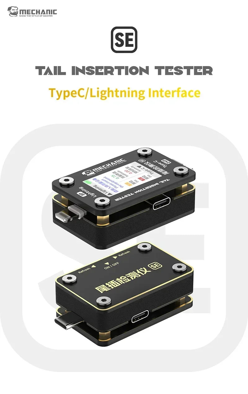 MECHANIC T-824 SE Tail Insertion Tester – Type-C & Lightning Interface Detector for Phone Repair Tools
