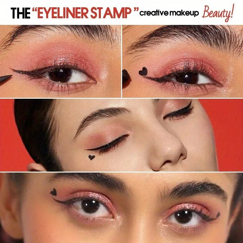 2-in-1 Black Liquid Eyeliner – Double-Head Moon Stamp Pencil, Quick-Dry Non-Smudge Long-Lasting Eye Makeup