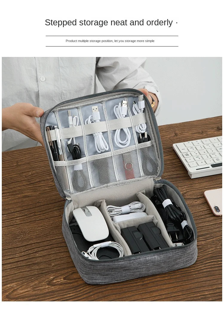 Waterproof Portable Cable Storage Bag – Digital Organizer for USB Cables, Chargers & Travel Accessories