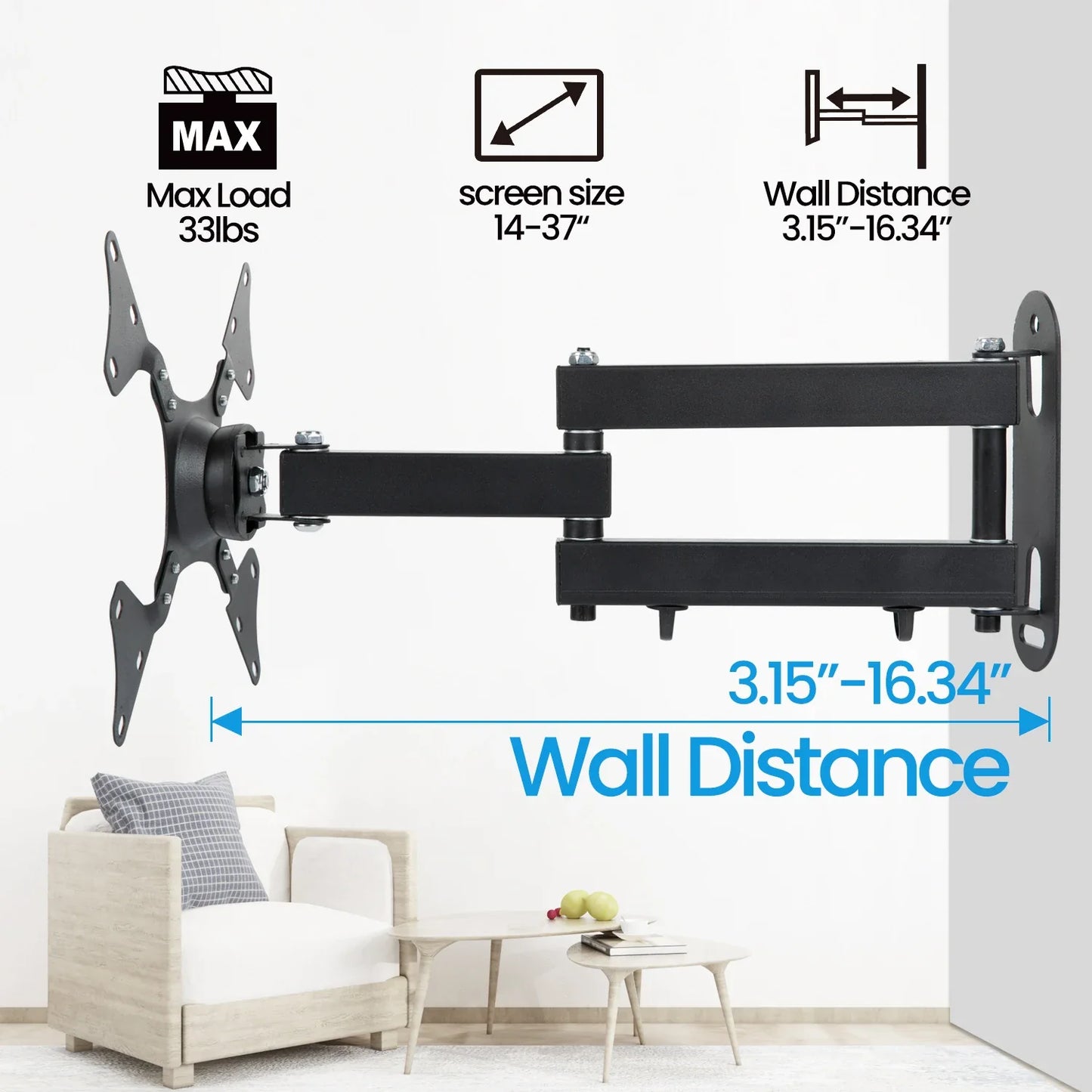 Universal Adjustable TV Wall Mount Bracket – Rotatable Holder for 14-32" LCD & LED Flat Panel Monitors