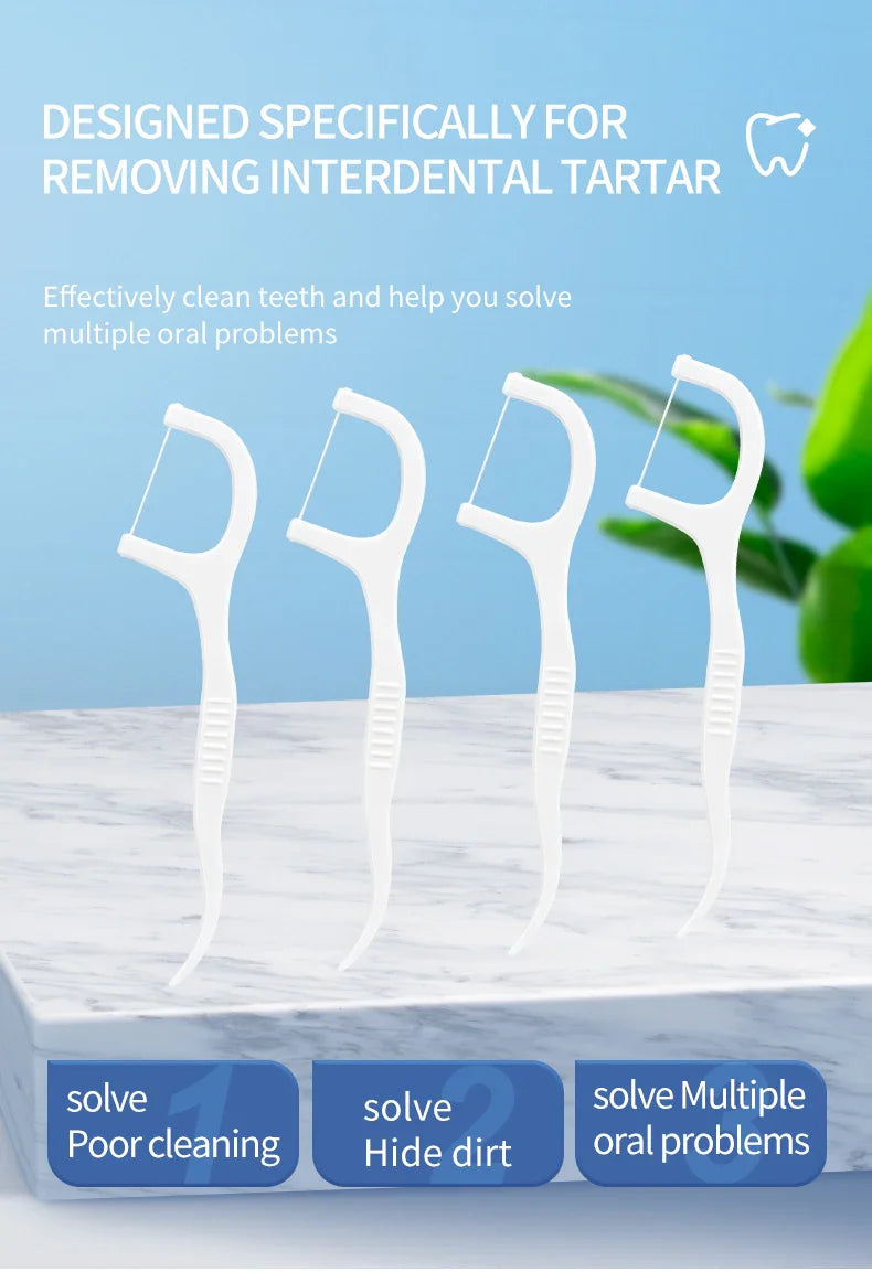200PCS Dental Floss & Plastic Toothpicks - One-Time Cleaning for Dental Gaps and Oral Care"