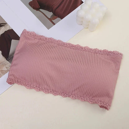 Women Summer Strapless Lace Bra, Seamless Breathable Invisible Chest Wrap Bralette, Sexy Back Lace Underwear Brassiere Top