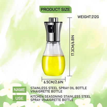 200ML Stainless Steel Oil Sprayer - Precise Glass Cooking Spray Bottle with Funnel for Kitchen Use