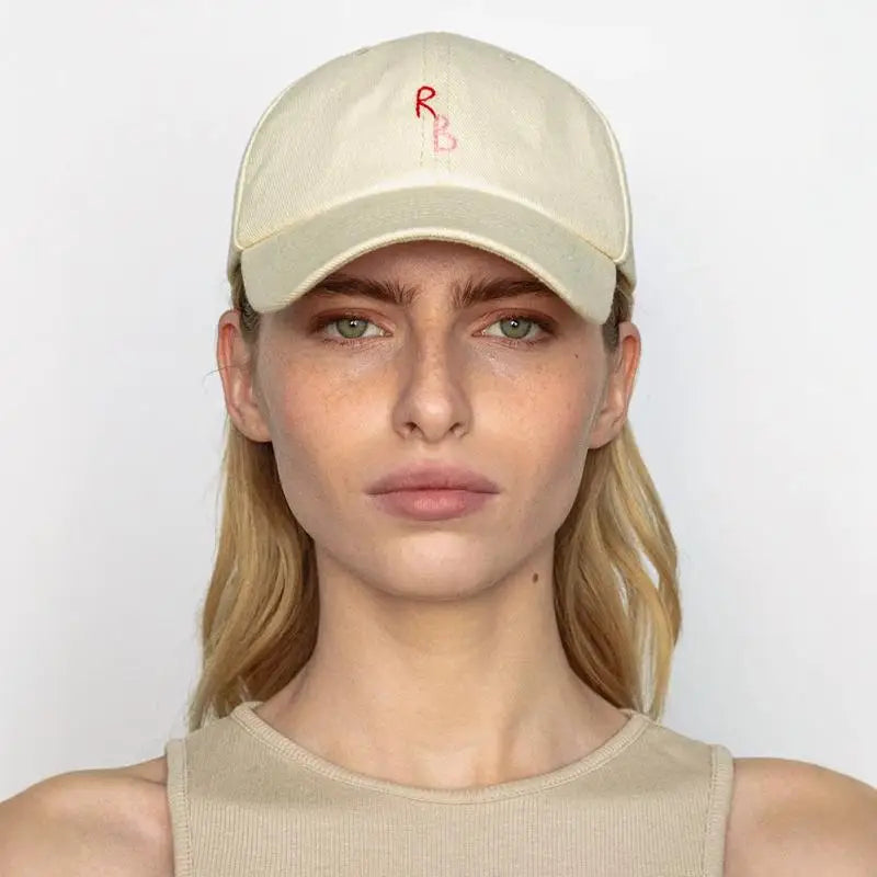 Monogram Cotton Baseball Cap - Hand-Dyed Soft Fabric Embroidered Letter Dad Hat