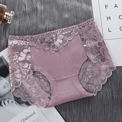 Women’s Cotton Lace Underwear Panties - Sexy Mid Waist Hollow Briefs with Hip Lift Comfort Fit Lingerie