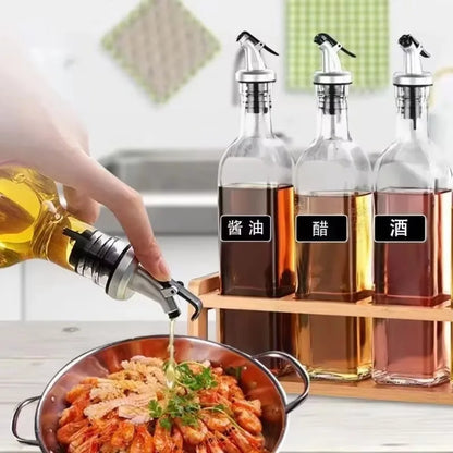 Leak-Proof Oil Bottle Pourer - Food Grade Stopper Spout Dispenser for Oil, Wine, Liquor & Sauce Bottles