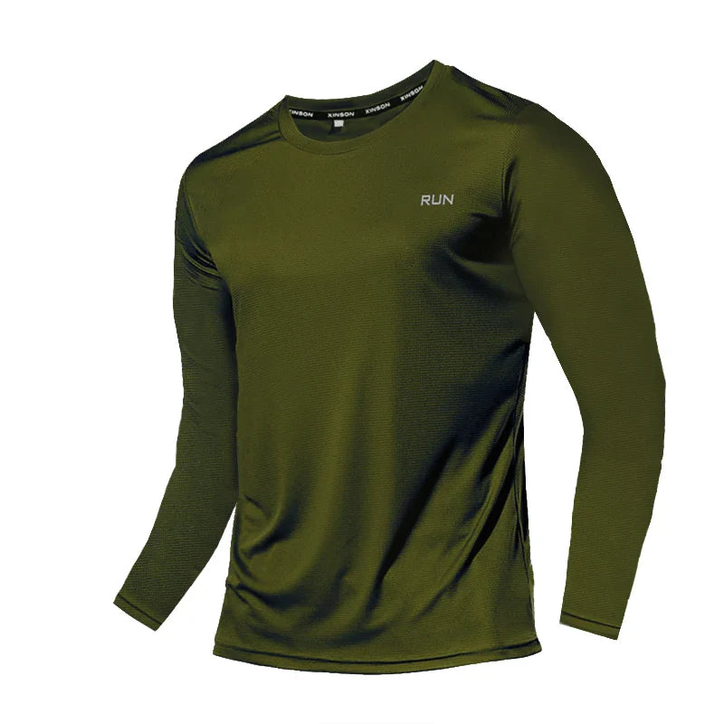 Men's Summer Ice Silk Long Sleeve T-Shirt – Quick Dry, Breathable Sun Protection for Outdoor Running