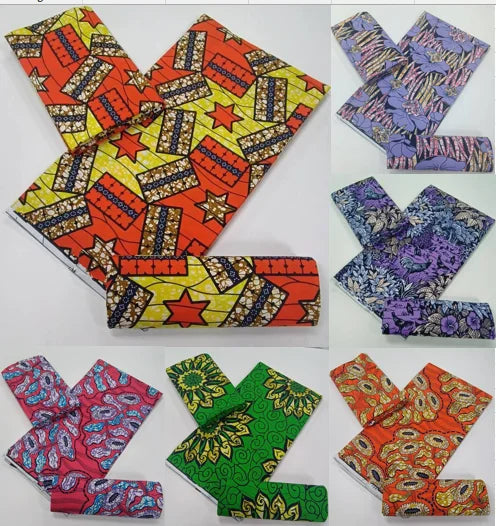 100% Cotton Ankara Fabric - High Quality African Print Batik Real Wax Pagne 6 Yards for Stylish Sewing