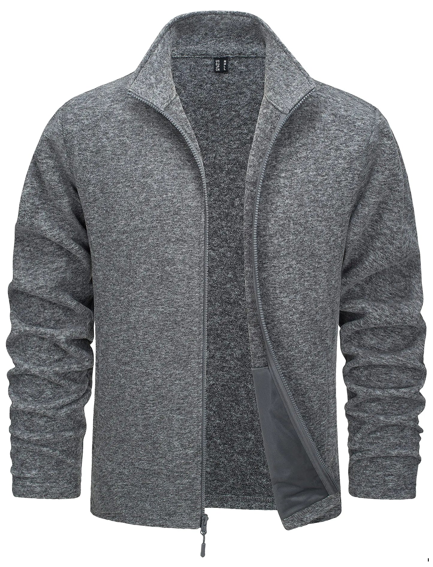 TACVASEN Men’s Lightweight Fleece Jacket - Full Zip Spring Casual Outdoor Sportswear with Pockets & Stand Collar