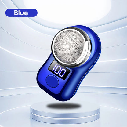 USB Rechargeable Men’s Electric Shaver with LED Display – Portable Waterproof Mini Rotary Razor for Travel and Beard Grooming