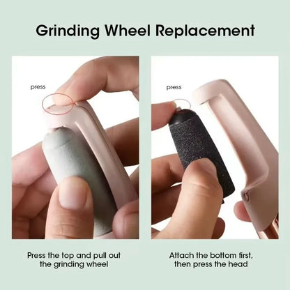 Rechargeable Electric Foot Grinder - USB Pedicure Tool With 2 Roller Heads For Dead Skin Removal