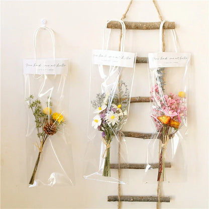 5/10PCS Transparent Flower Wrapping Bags – Gift Packaging with Handle for Weddings, Birthdays, Candy & Flower Box Decor