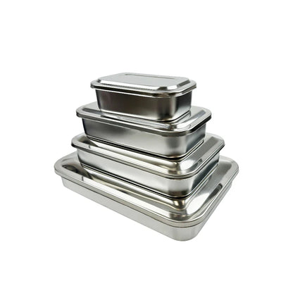 Stainless Steel Dental Instruments Tray with Lid – Surgical Sterilization & Disinfection Container