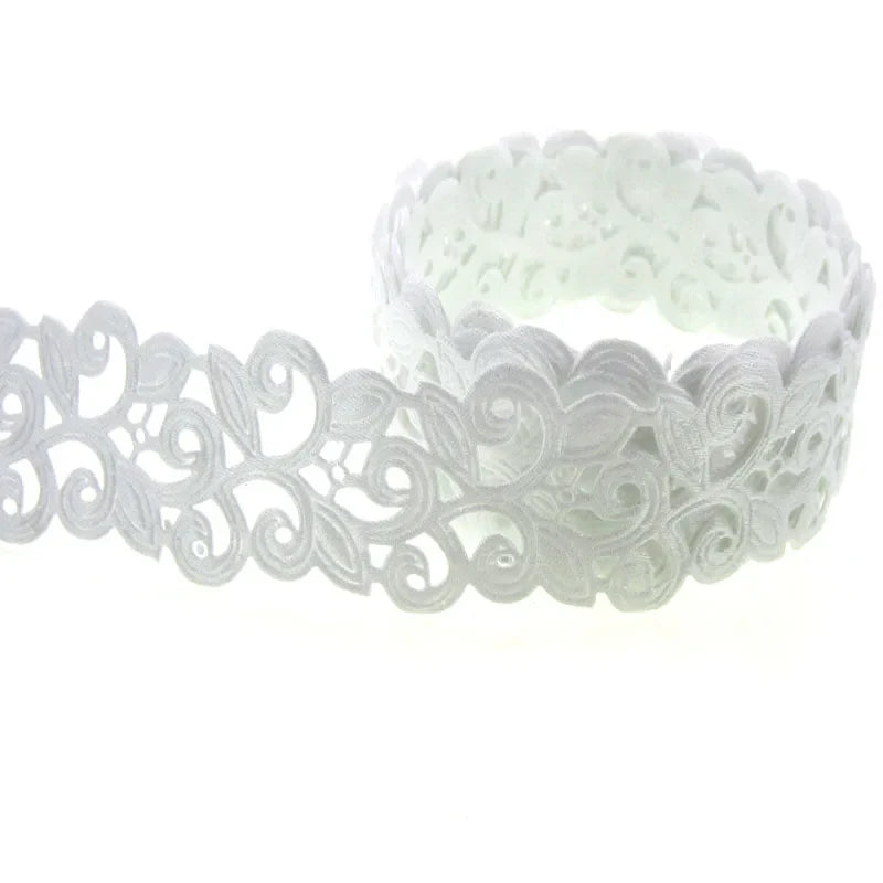 Polka Dot Lace Ribbon Roll - 20 Yards 1 Inch DIY Craft, Gift Wrapping & Scrapbooking Decoration Fabric