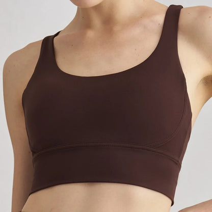 Women’s Cross Back Sports Bra - High Support Fitness Yoga Training Top with Removable Chest Pads