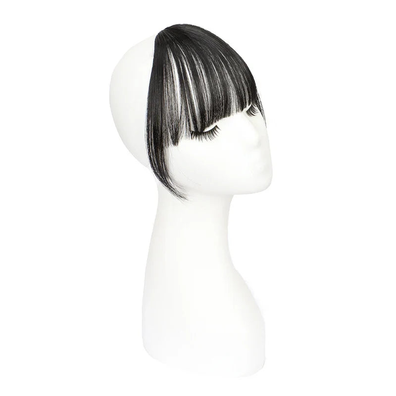 Synthetic Invisible Air Bangs Hair Extensions – Fake Front Fringe Hairpiece, Black & Brown Clip-In Bangs for Women