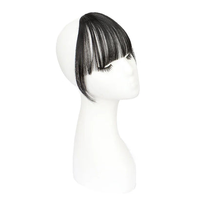 Synthetic Invisible Air Bangs Hair Extensions – Fake Front Fringe Hairpiece, Black & Brown Clip-In Bangs for Women