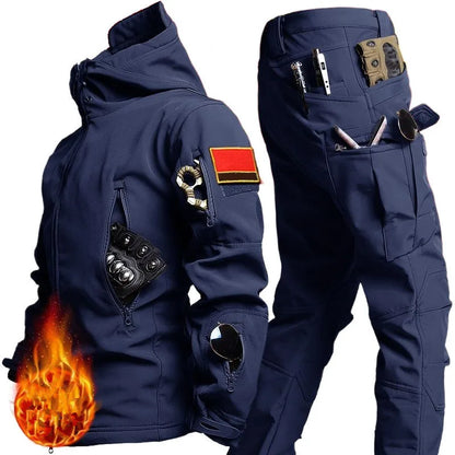 Shark Skin Soft Shell Tactical Suit – Windproof Breathable Plush Outdoor Training Jacket & Pants Set