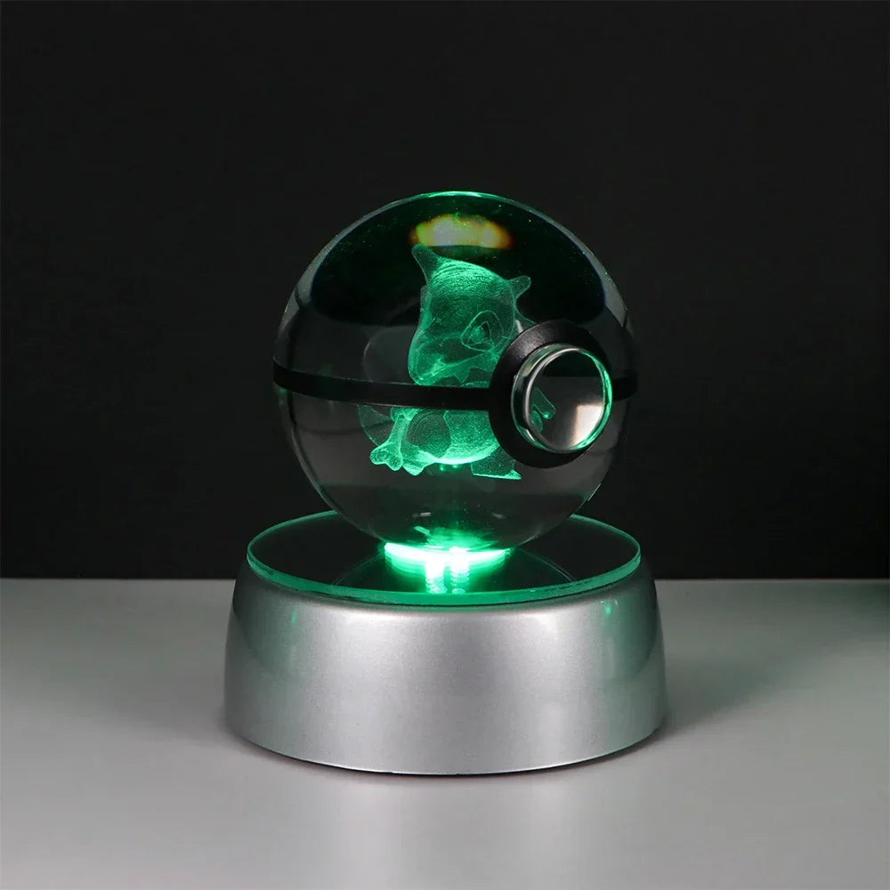 Pokemon Crystal Ball Night Light – Pikachu, Gengar, Eevee, Mewtwo & Lucario LED Pokeball, Kids Birthday Gift & Home Decor