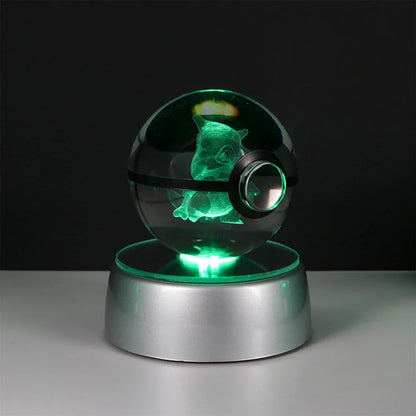 Pokemon Crystal Ball Night Light – Pikachu, Gengar, Eevee, Mewtwo & Lucario LED Pokeball, Kids Birthday Gift & Home Decor