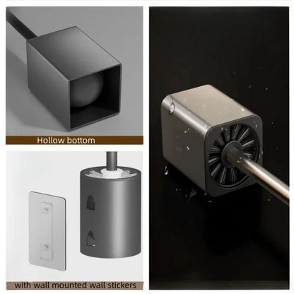 Luxury Metal Toilet Brush - Wall Mounted Holder with No Dead Angle Cleaning Tool for Modern Bathroom