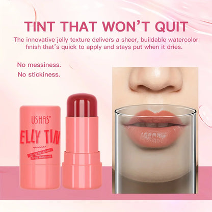 4 Color Jelly Blush Stick – 3-in-1 Multi-Use Matte Blush, Lip Balm & Eyeshadow, Moisturize & Brighten Lip Gloss