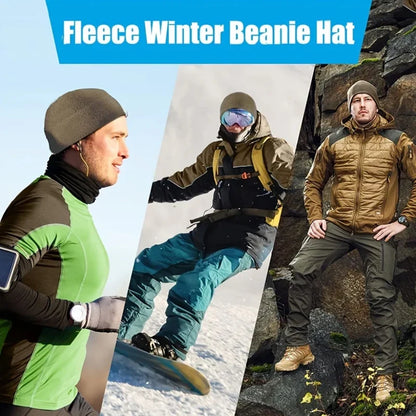Winter Thermal Fleece Hat - Windproof Outdoor Beanie for Men & Women Cycling Skiing