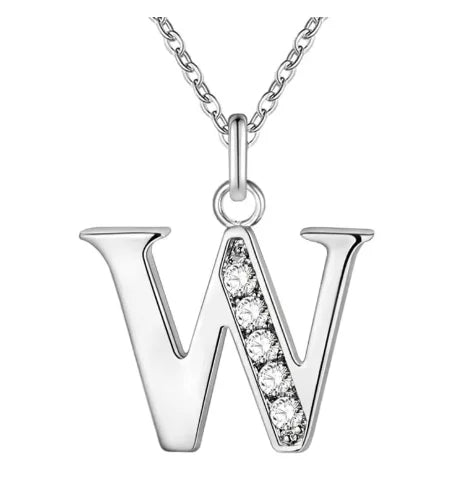 26 Letter 925 Sterling Silver Necklace - Zircon Initial Pendant Jewelry Gift for Women & Girls