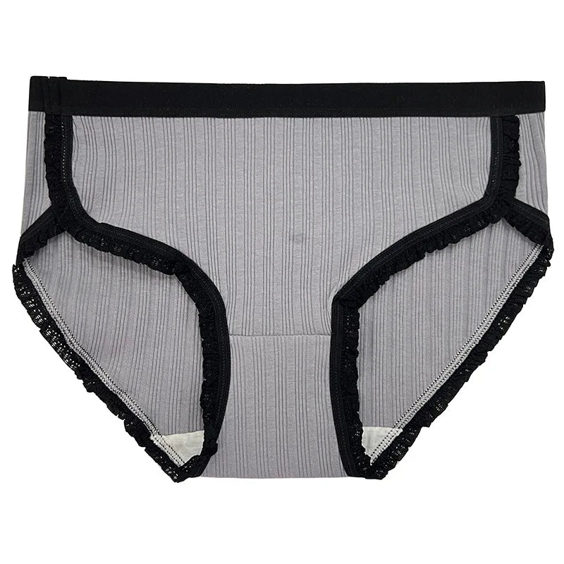 3 Pcs Women’s Cotton Panties Set - Breathable Mid-Waist Solid Color Briefs Soft Female Underwear Lingerie