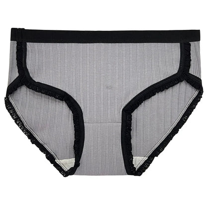 3 Pcs Women’s Cotton Panties Set - Breathable Mid-Waist Solid Color Briefs Soft Female Underwear Lingerie