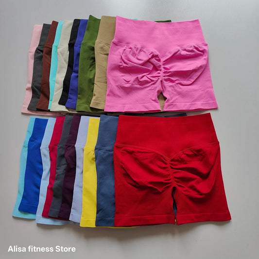 High Waisted Yoga Shorts - Seamless Tummy Control Fitness Shorts for Running, Workout & Activewear