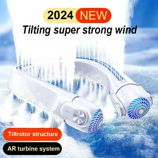 Portable Neck Fan - USB Rechargeable Bladeless Turbine Cooling Fan for Outdoor Use
