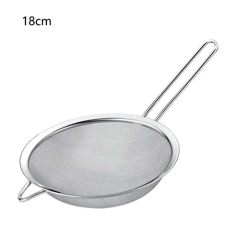 Stainless Steel Mesh Sieve Slotted Spoon – Kitchen Strainer for Baking, Pastry, Oil, and Flour Sifting
