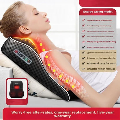 Manufacturer Direct Electric Shiatsu Neck & Head Massager Pillow with Heating and Vibration – Cervical Traction Car Back Massager